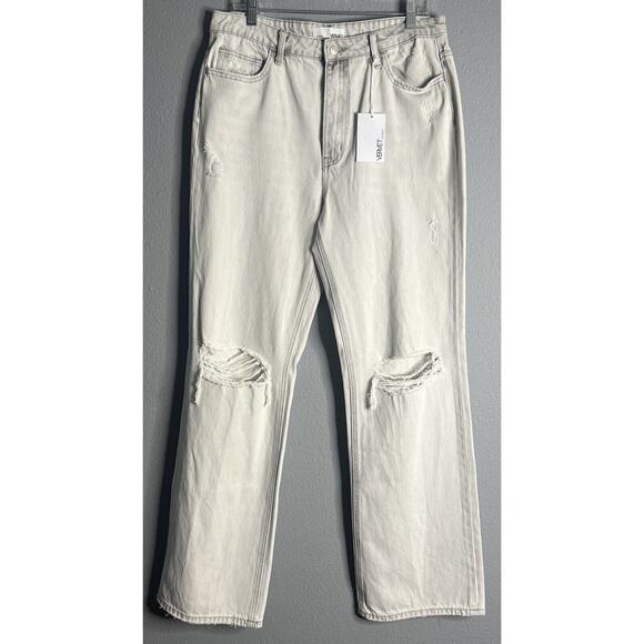 NWT VERVET Distressed Grunge Ripped Jeans Light Wash Denim Straight Leg Size 31 - Picture 1 of 12